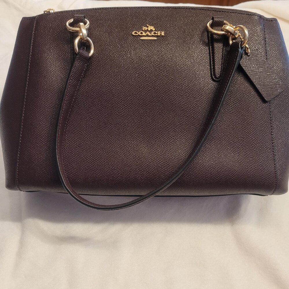 Coach Small Christie Carryall in Cross-grain Leather Oxblood Color NWT - Picture 5 of 13